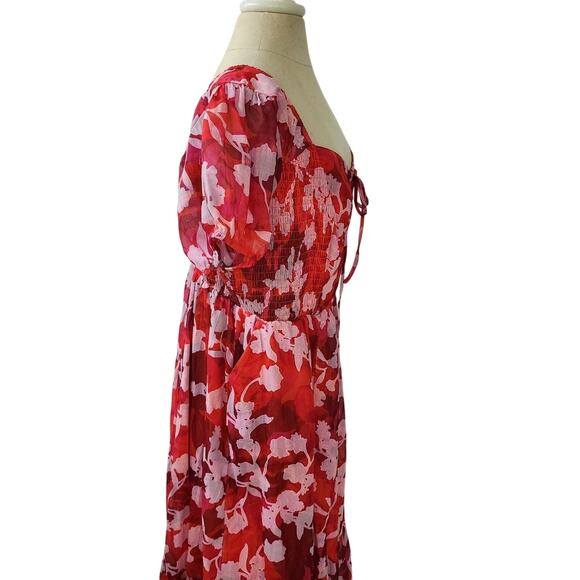 Torrid Midi Cotton Clip Dot Lace Up red Cottagecore Boho Dress 2X fairy peasant - Picture 5 of 10